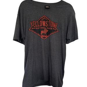 Yellowstone M National Park Prairie Mountain Gray/Orange Logo Graphic T Shirt
